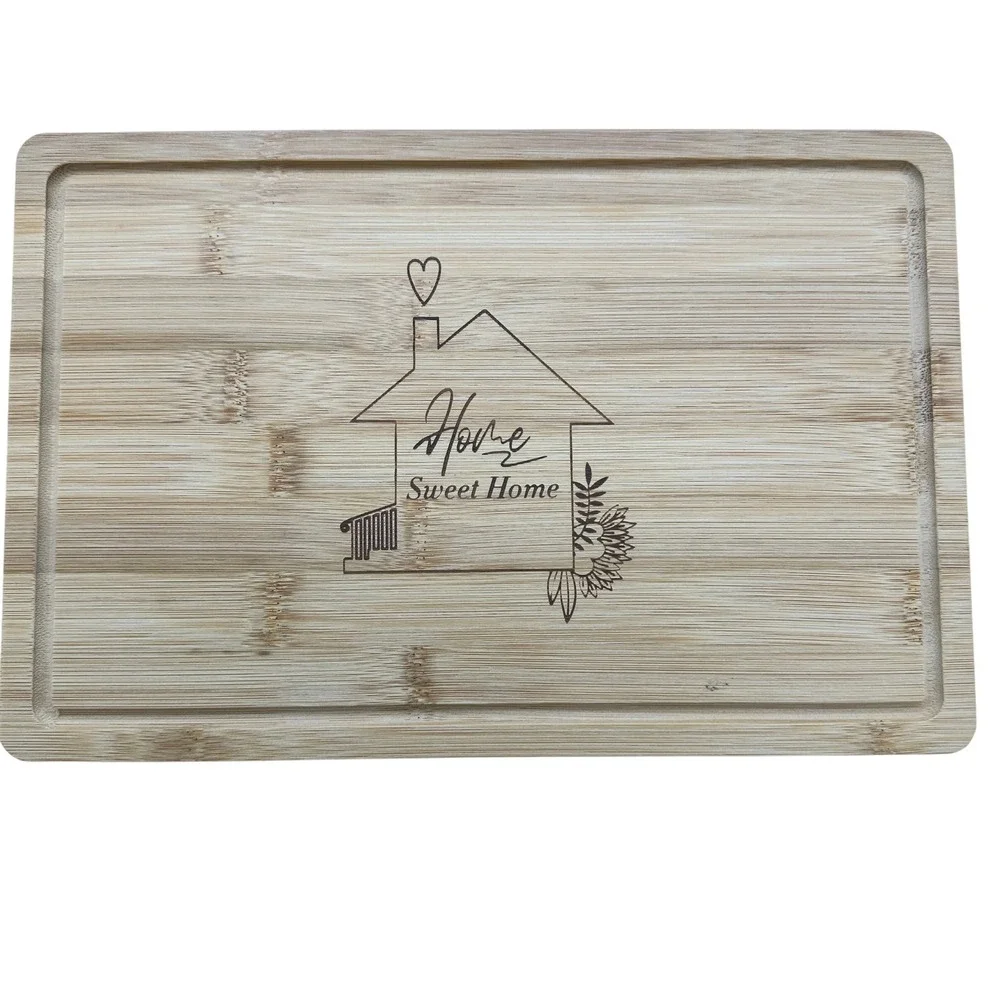 Home Sweet Home Bamboo‎ Cutting Board & Cork Backed Coasters Housewarming Set